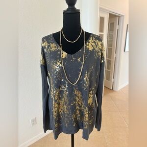Gold and Black Women's V Neck Sweater 
Bundle shirt one necklace 200